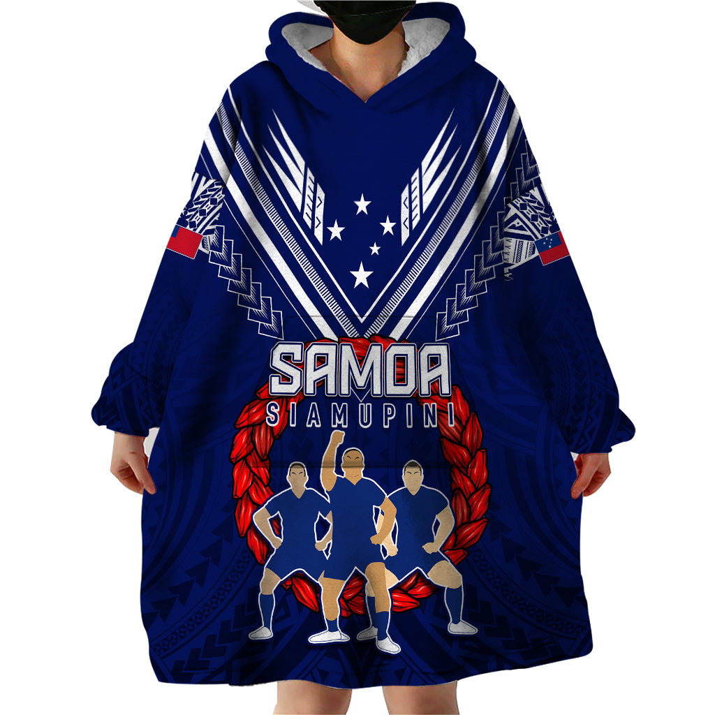 Personalised Samoa Rugby Wearable Blanket Hoodie World Cup 2023 Siamupini Siva Tau - Wonder Print Shop