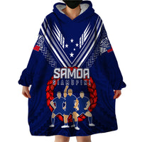 Personalised Samoa Rugby Wearable Blanket Hoodie World Cup 2023 Siamupini Siva Tau - Wonder Print Shop