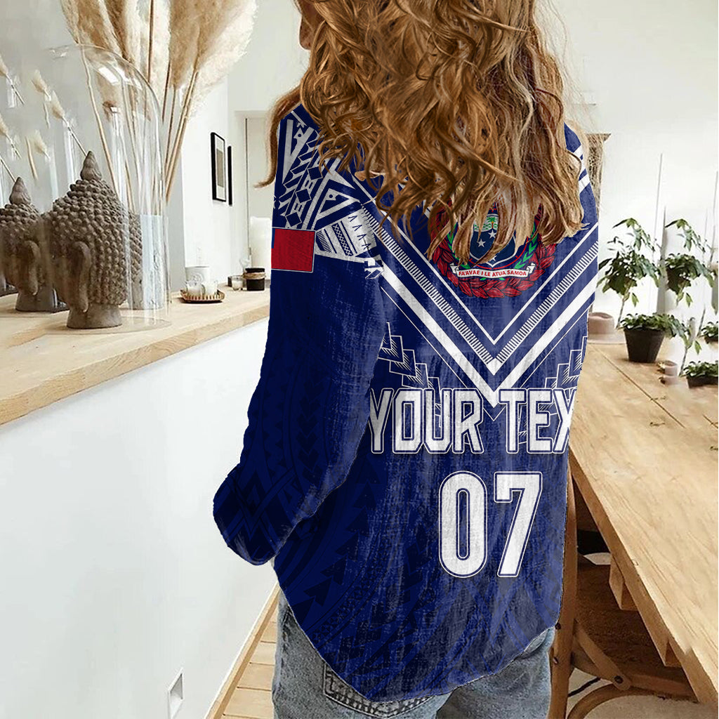 Personalised Samoa Rugby Women Casual Shirt World Cup 2023 Siamupini Siva Tau - Wonder Print Shop
