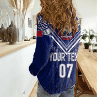Personalised Samoa Rugby Women Casual Shirt World Cup 2023 Siamupini Siva Tau - Wonder Print Shop