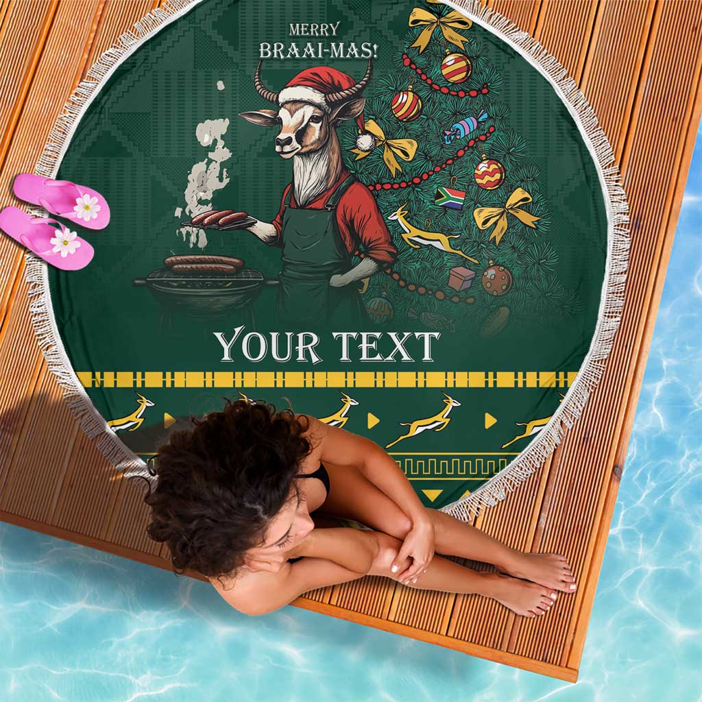 Personalised South Africa Christmas Beach Blanket Bokke Merry Braai-mas LT7 - Wonder Print Shop