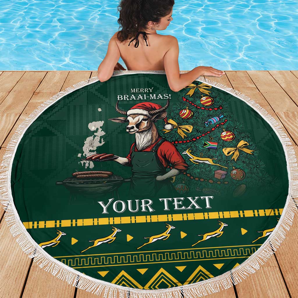 Personalised South Africa Christmas Beach Blanket Bokke Merry Braai-mas LT7 - Wonder Print Shop