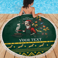 Personalised South Africa Christmas Beach Blanket Bokke Merry Braai-mas LT7 - Wonder Print Shop