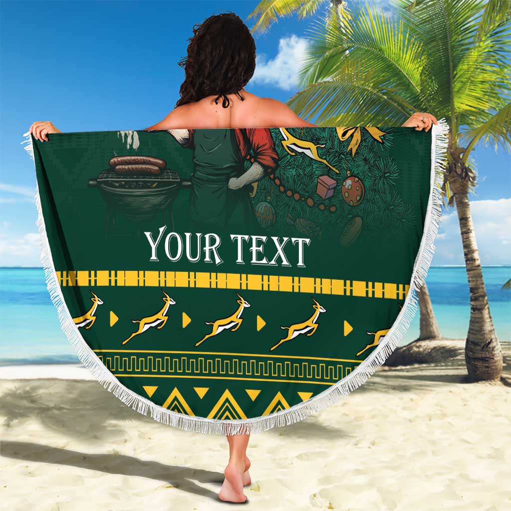 Personalised South Africa Christmas Beach Blanket Bokke Merry Braai-mas LT7 - Wonder Print Shop