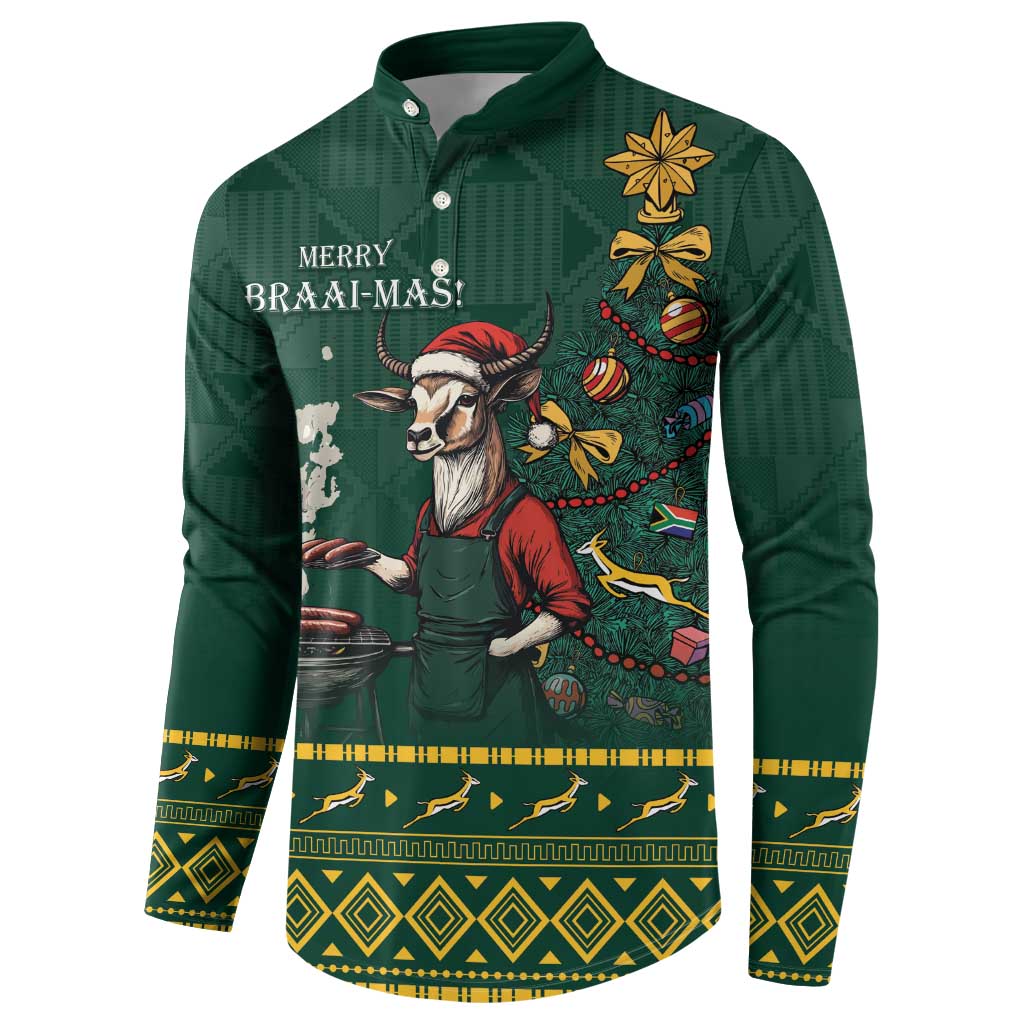Personalised South Africa Christmas Button Sweatshirt Bokke Merry Braai-mas LT7 - Wonder Print Shop