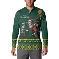Personalised South Africa Christmas Button Sweatshirt Bokke Merry Braai-mas LT7 - Wonder Print Shop