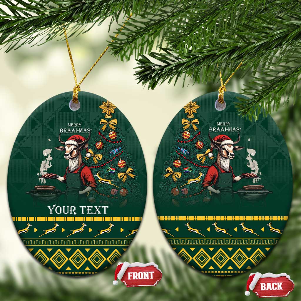 Personalised South Africa Christmas Ceramic Ornament Bokke Merry Braai-mas LT7 - Wonder Print Shop