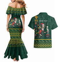 Personalised South Africa Christmas Couples Matching Mermaid Dress and Hawaiian Shirt Bokke Merry Braai-mas LT7 - Wonder Print Shop