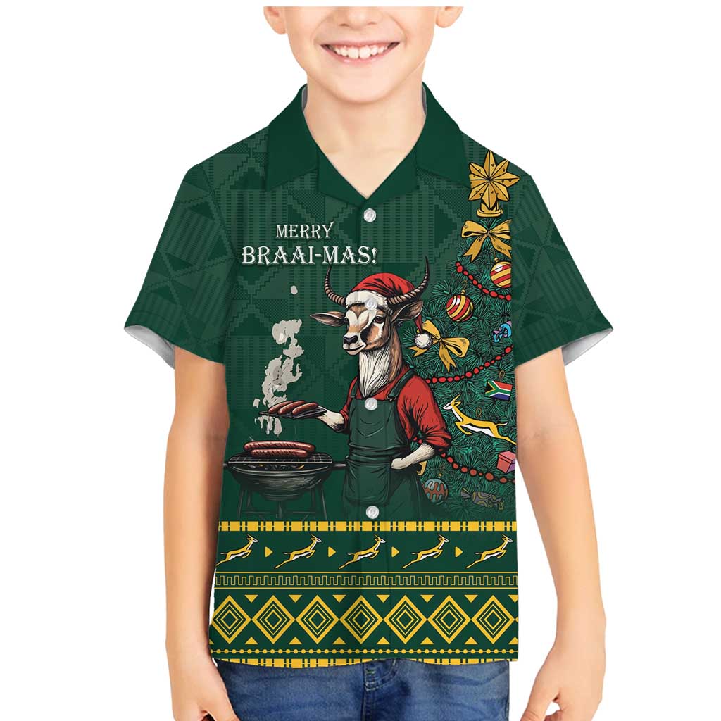 Personalised South Africa Christmas Family Matching Mermaid Dress and Hawaiian Shirt Bokke Merry Braai-mas LT7 - Wonder Print Shop