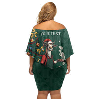 Personalised South Africa Christmas Family Matching Off Shoulder Short Dress and Hawaiian Shirt Bokke Merry Braai-mas LT7 - Wonder Print Shop
