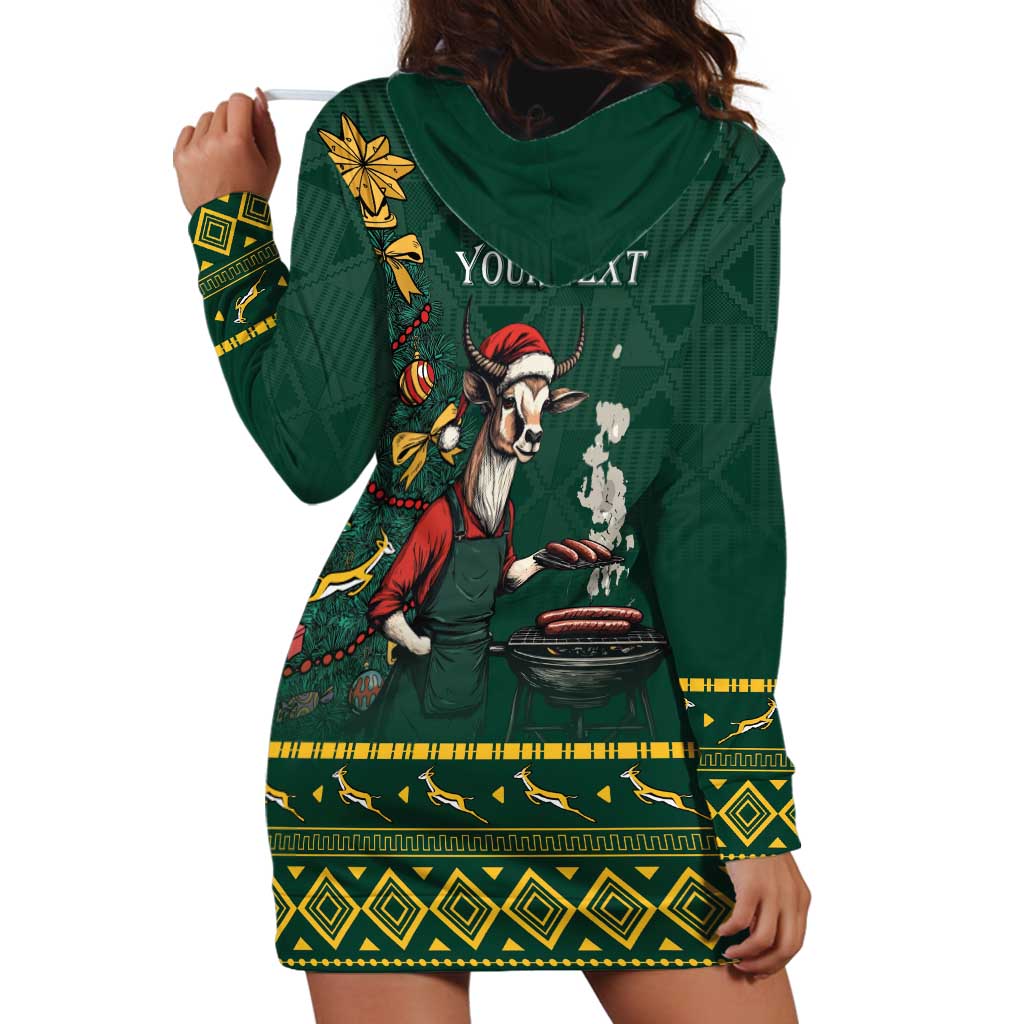 Personalised South Africa Christmas Hoodie Dress Bokke Merry Braai-mas - Wonder Print Shop