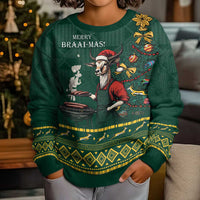 Personalised South Africa Christmas Kid Ugly Christmas Sweater Bokke Merry Braai-mas - Wonder Print Shop