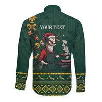 Personalised South Africa Christmas Long Sleeve Button Shirt Bokke Merry Braai-mas - Wonder Print Shop