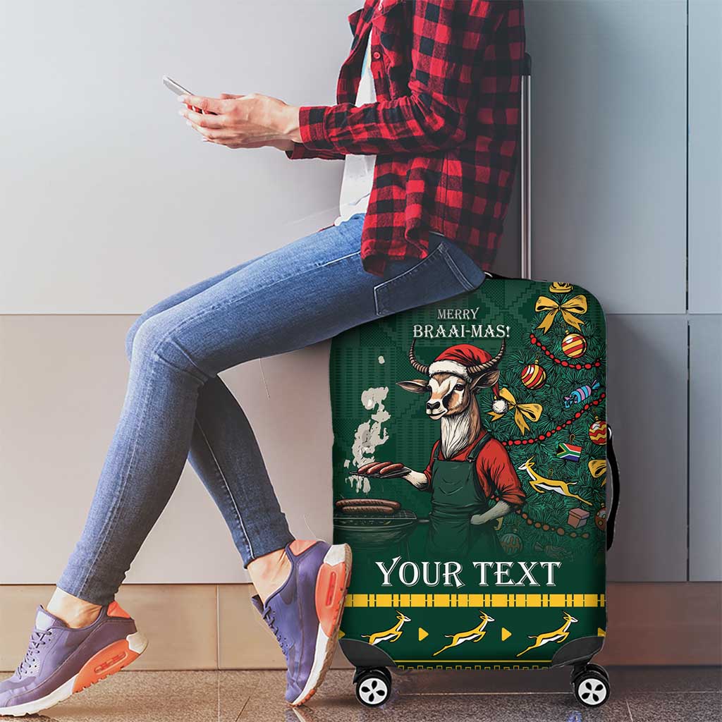 Personalised South Africa Christmas Luggage Cover Bokke Merry Braai-mas - Wonder Print Shop