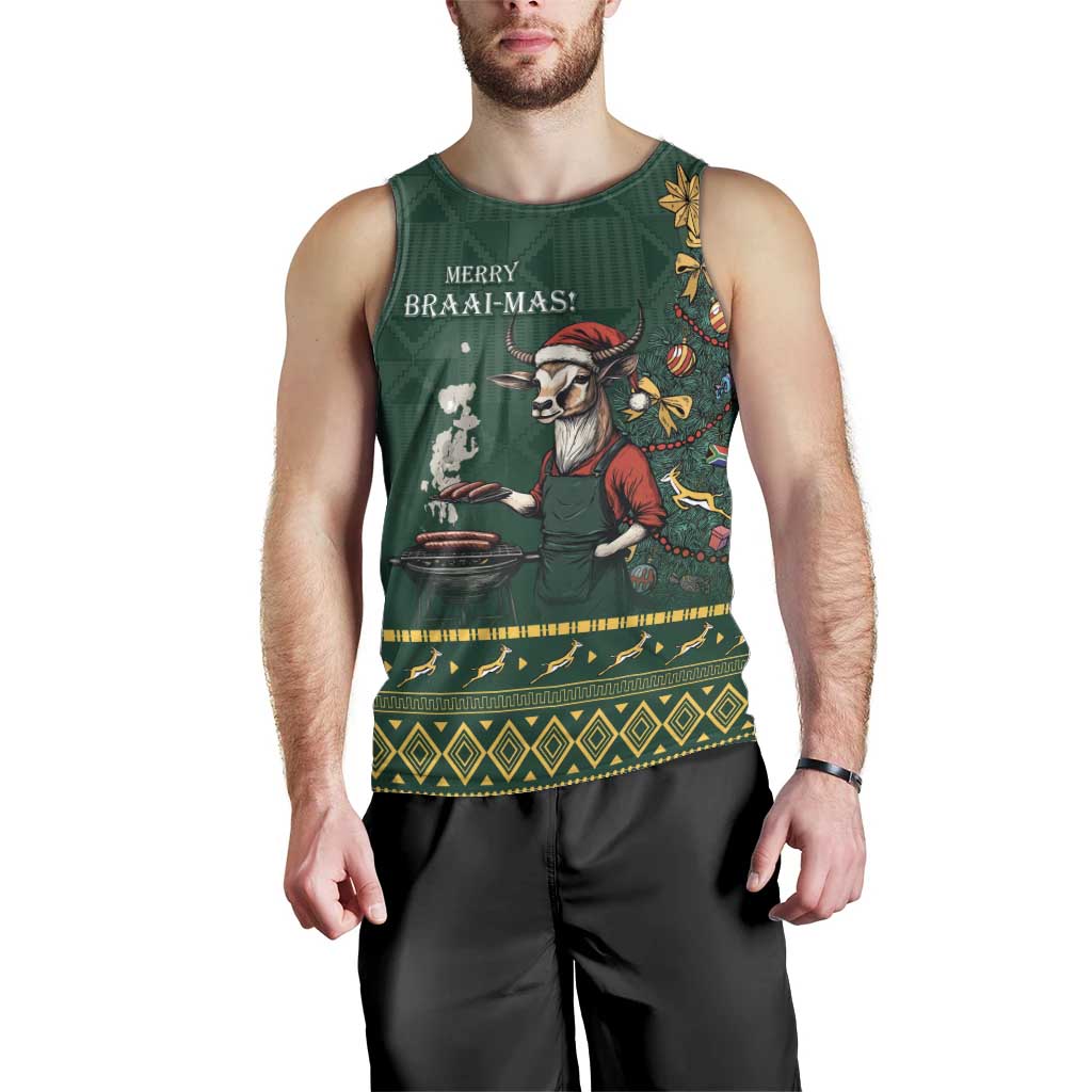 Personalised South Africa Christmas Men Tank Top Bokke Merry Braai-mas - Wonder Print Shop
