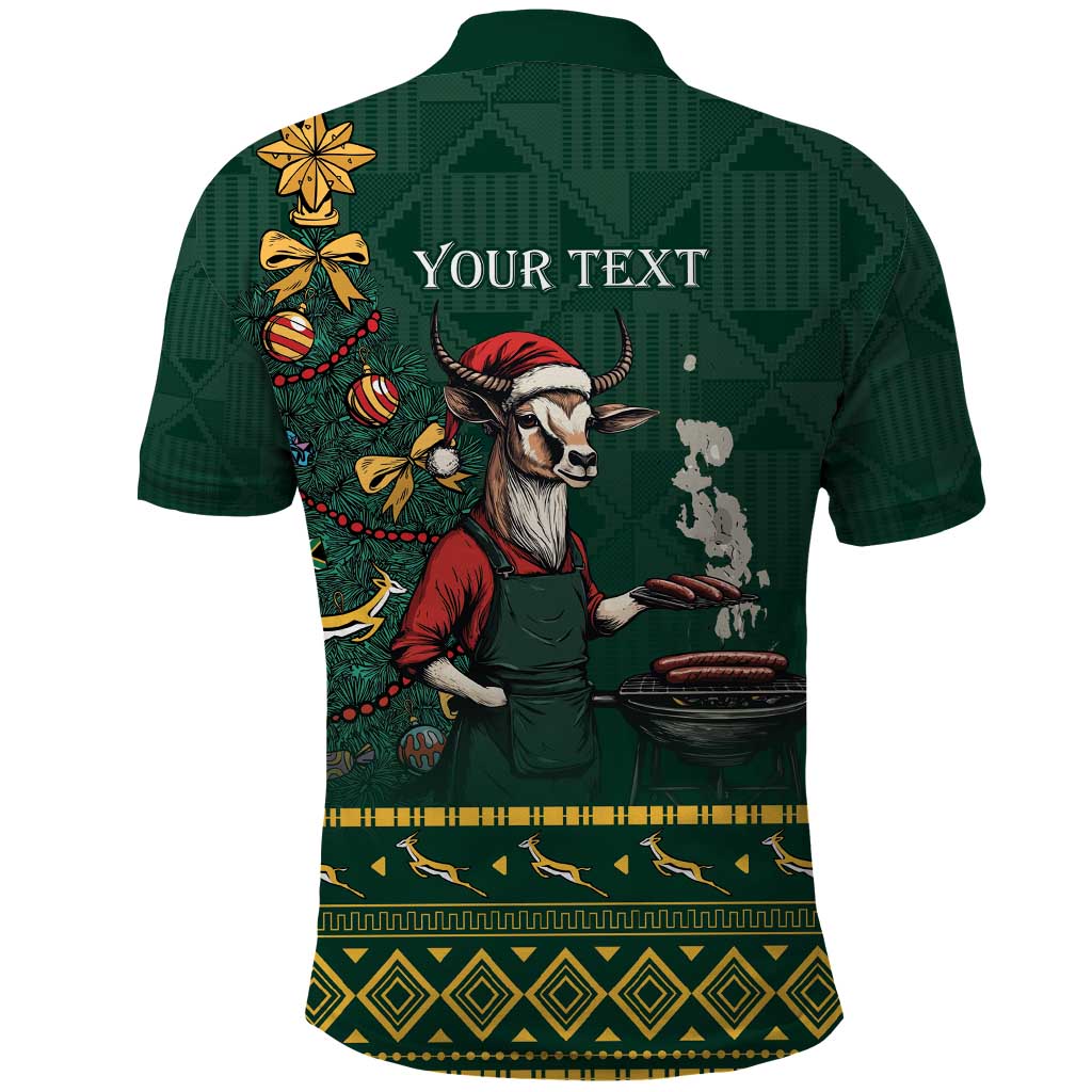 Personalised South Africa Christmas Polo Shirt Bokke Merry Braai-mas - Wonder Print Shop
