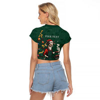 Personalised South Africa Christmas Raglan Cropped T Shirt Bokke Merry Braai-mas - Wonder Print Shop