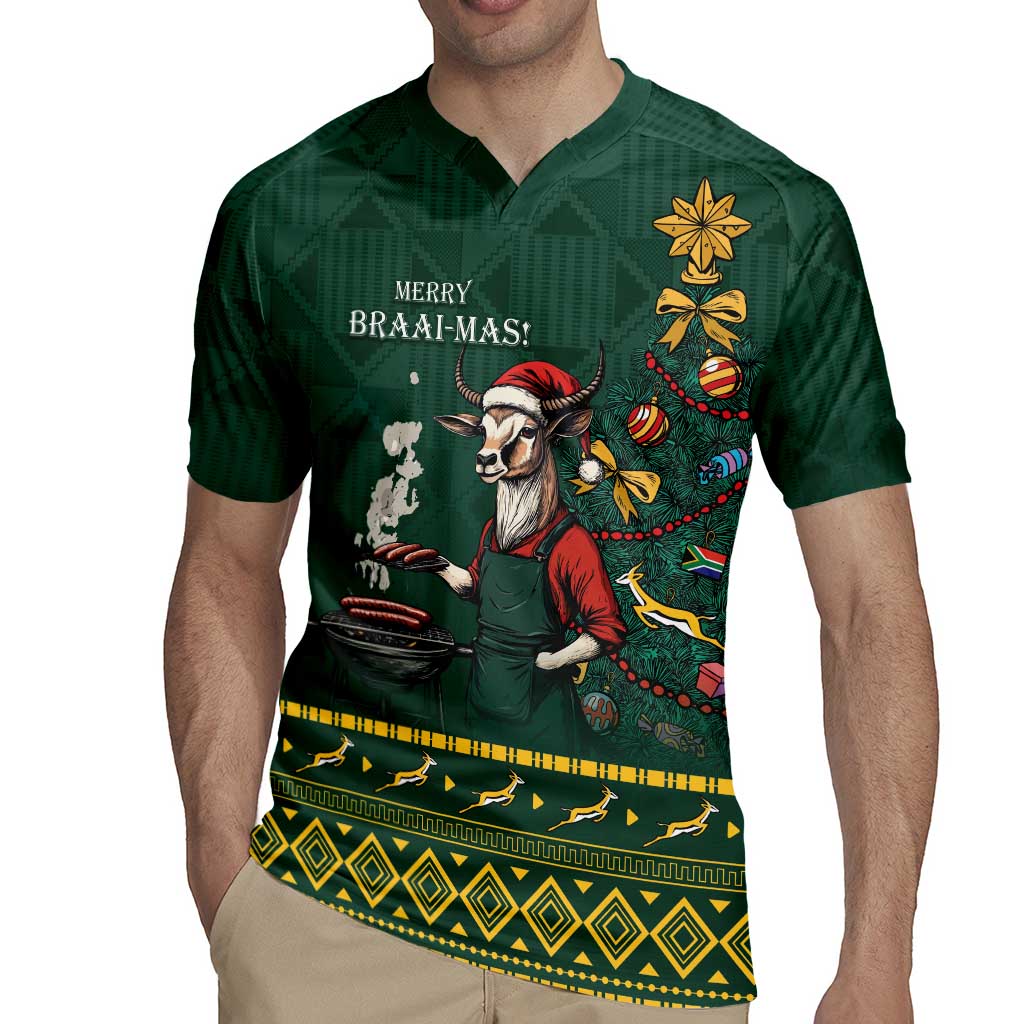 Personalised South Africa Christmas Rugby Jersey Bokke Merry Braai-mas - Wonder Print Shop