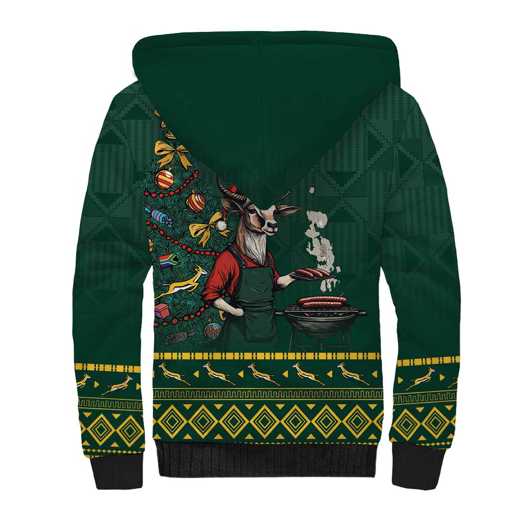 Personalised South Africa Christmas Sherpa Hoodie Bokke Merry Braai-mas - Wonder Print Shop