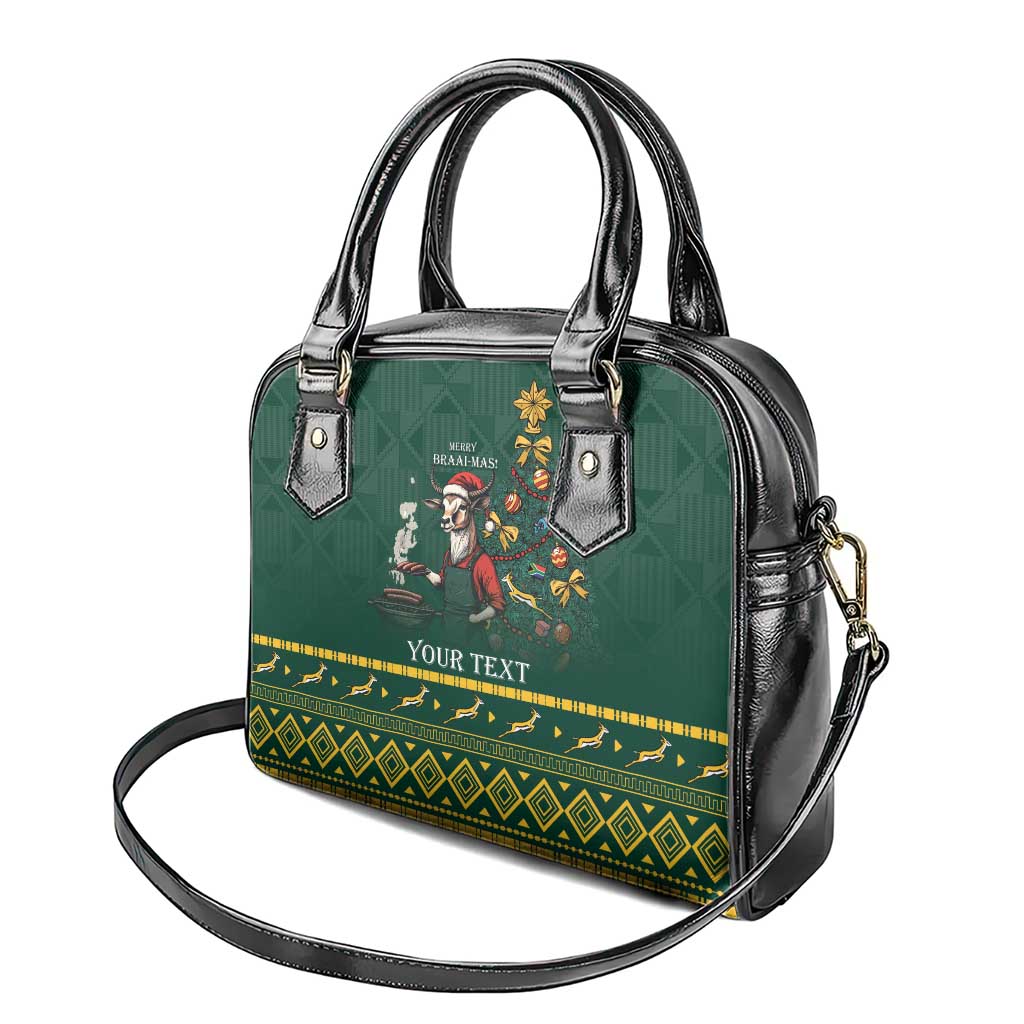 Personalised South Africa Christmas Shoulder Handbag Bokke Merry Braai-mas