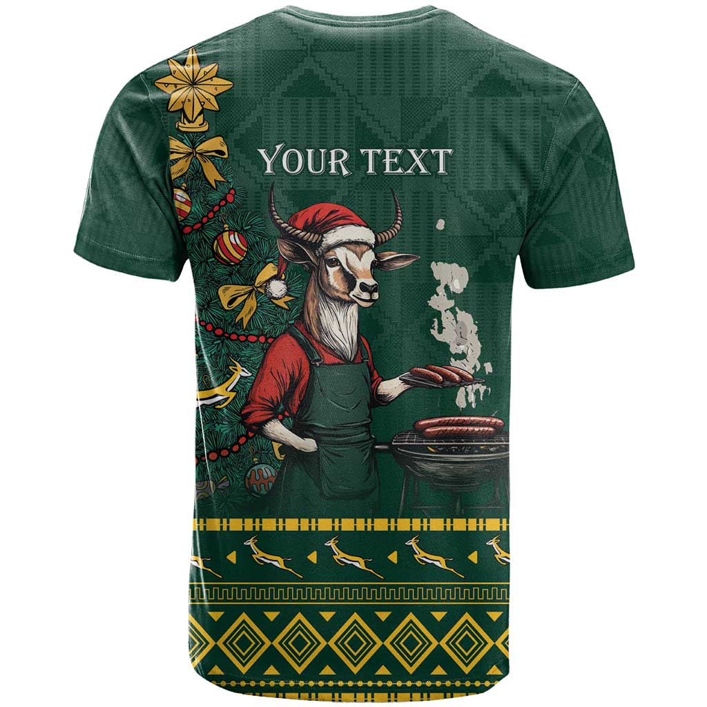 Personalised South Africa Christmas T Shirt Bokke Merry Braai-mas - Wonder Print Shop