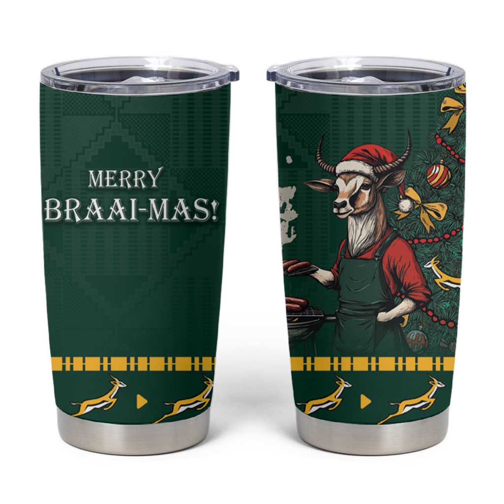 Personalised South Africa Christmas Tumbler Cup Bokke Merry Braai-mas - Wonder Print Shop