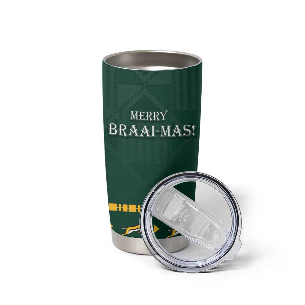 Personalised South Africa Christmas Tumbler Cup Bokke Merry Braai-mas - Wonder Print Shop