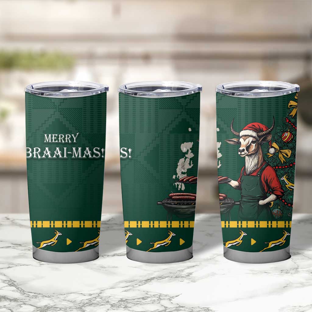 Personalised South Africa Christmas Tumbler Cup Bokke Merry Braai-mas - Wonder Print Shop