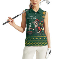 Personalised South Africa Christmas Women Sleeveless Polo Shirt Bokke Merry Braai-mas - Wonder Print Shop