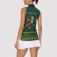 Personalised South Africa Christmas Women Sleeveless Polo Shirt Bokke Merry Braai-mas - Wonder Print Shop