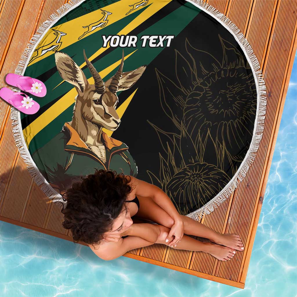South Africa Personalised Beach Blanket Springbok Mascot Dynamic LT7 - Wonder Print Shop