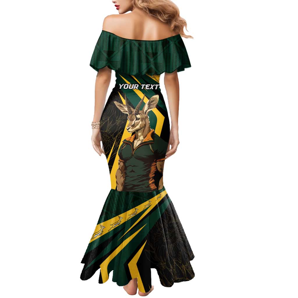 South Africa Personalised Mermaid Dress Springbok Mascot Dynamic - Wonder Print Shop
