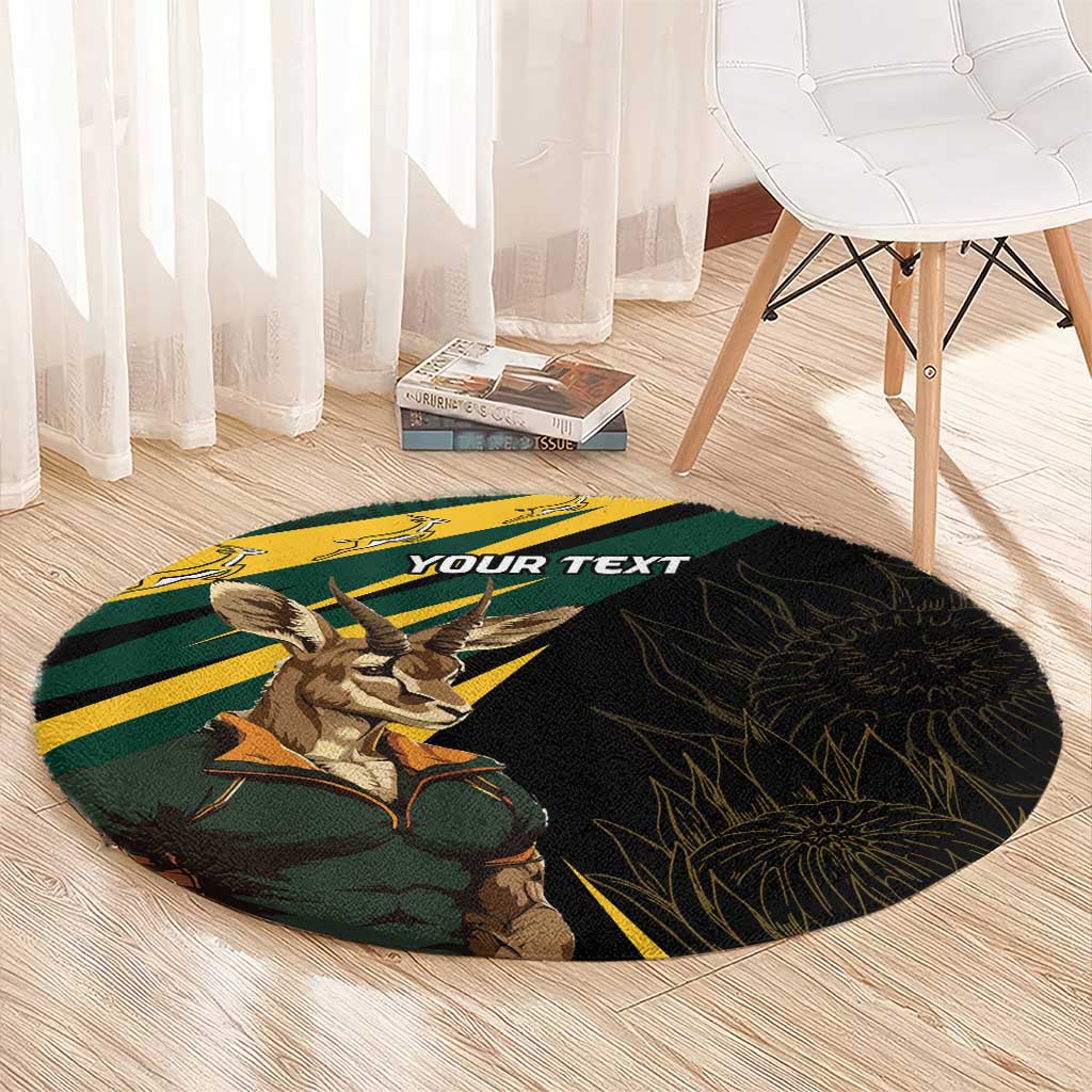 South Africa Personalised Round Carpet Springbok Mascot Dynamic