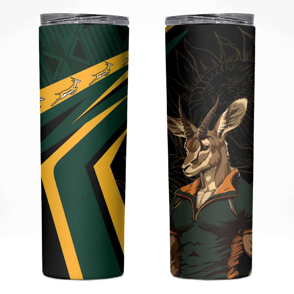 South Africa Skinny Tumbler Springbok Mascot Dynamic - Wonder Print Shop
