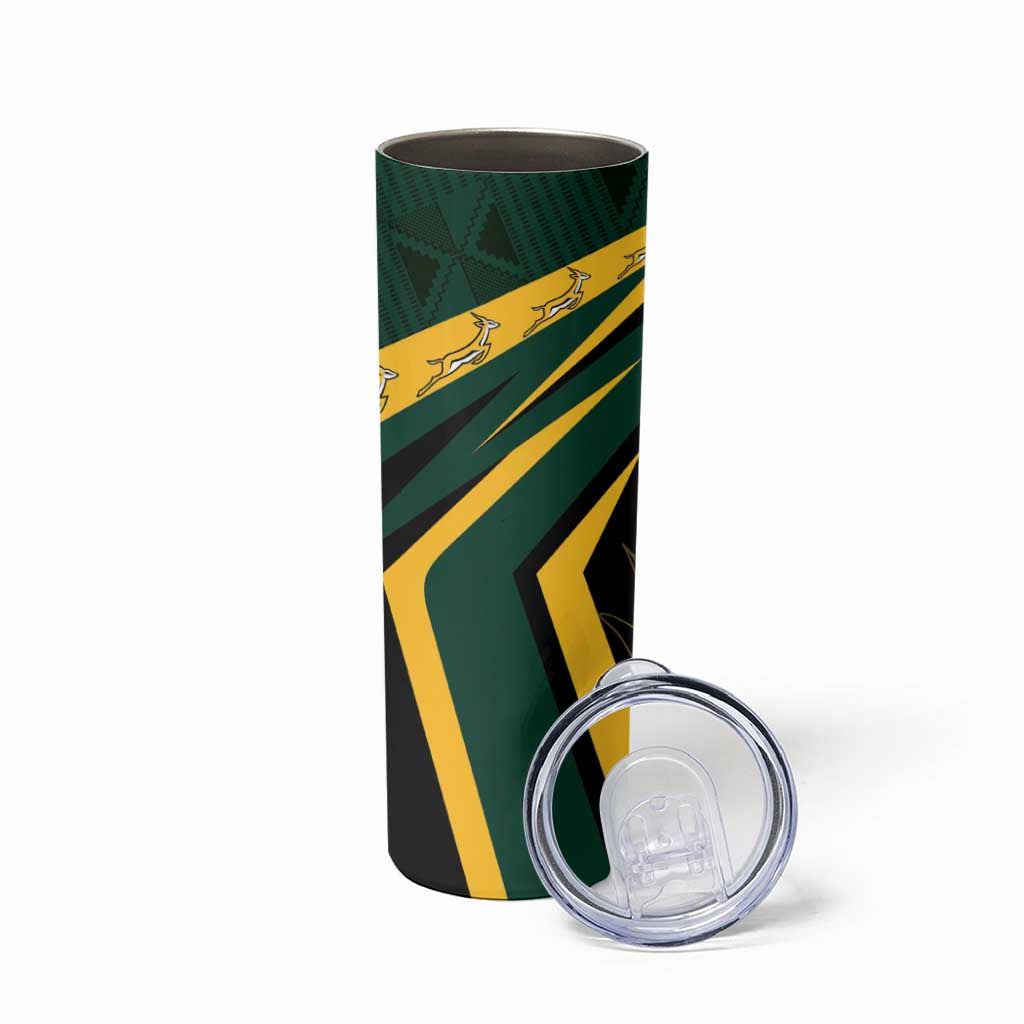 South Africa Skinny Tumbler Springbok Mascot Dynamic - Wonder Print Shop