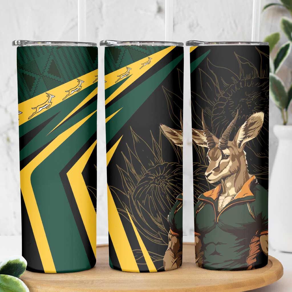 South Africa Skinny Tumbler Springbok Mascot Dynamic - Wonder Print Shop