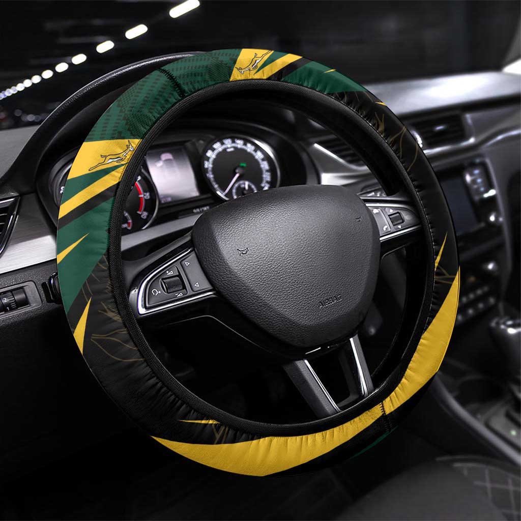 South Africa Steering Wheel Cover Springbok Mascot Dynamic - Wonder Print Shop