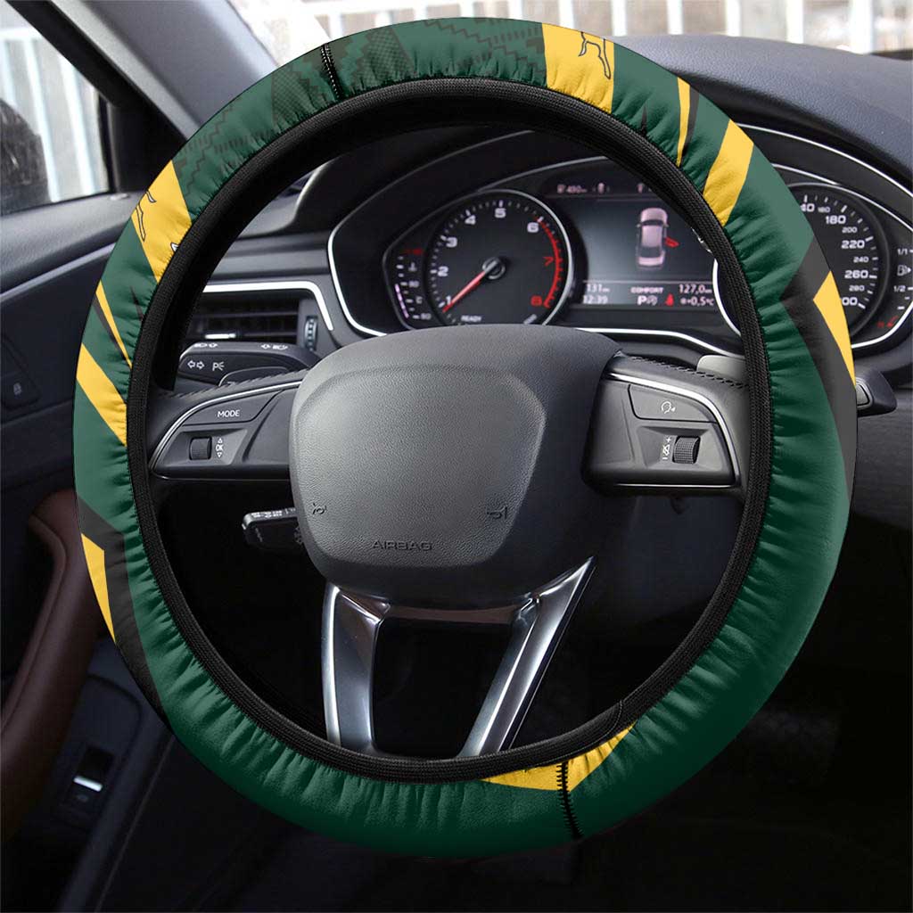 South Africa Steering Wheel Cover Springbok Mascot Dynamic - Wonder Print Shop