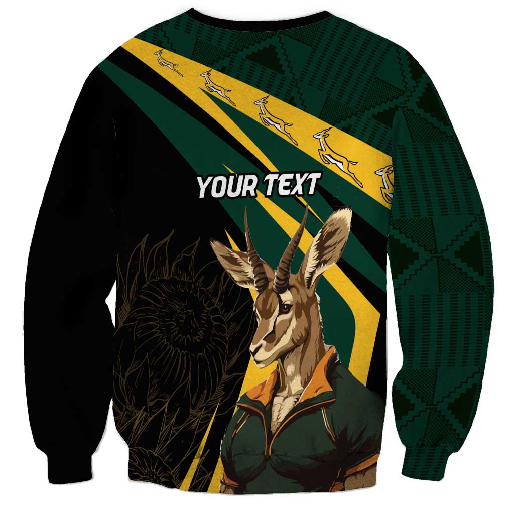 South Africa Personalised Sweatshirt Springbok Mascot Dynamic - Wonder Print Shop