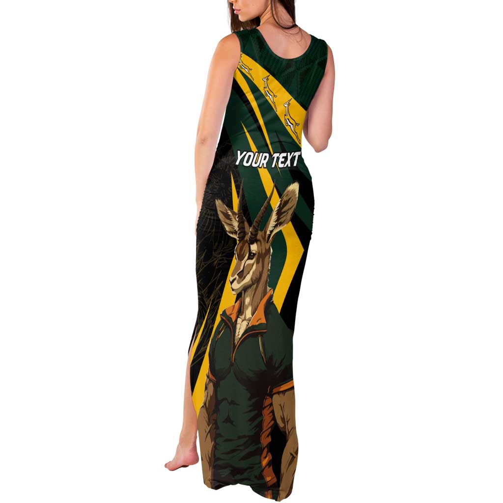 South Africa Personalised Tank Maxi Dress Springbok Mascot Dynamic - Wonder Print Shop