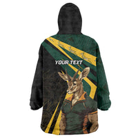 South Africa Personalised Wearable Blanket Hoodie Springbok Mascot Dynamic - Wonder Print Shop