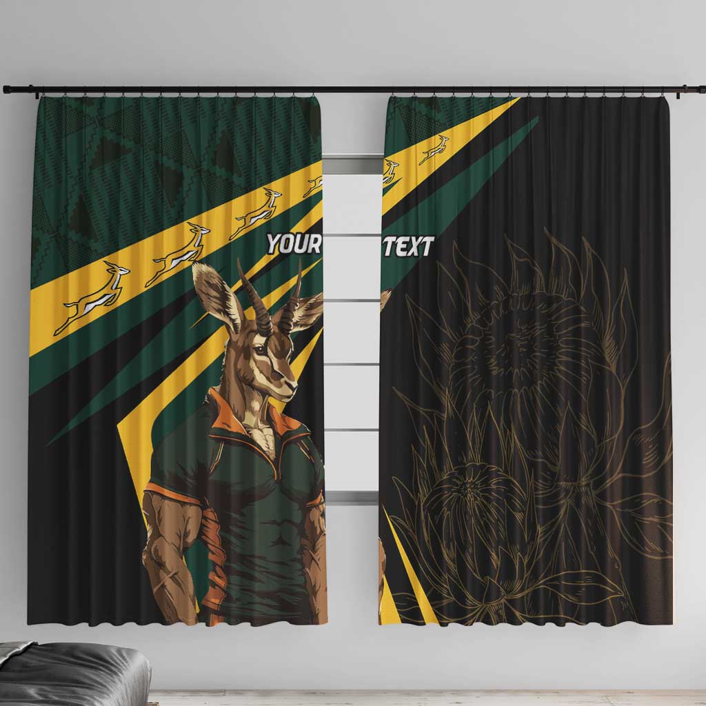 South Africa Personalised Window Curtain Springbok Mascot Dynamic - Wonder Print Shop