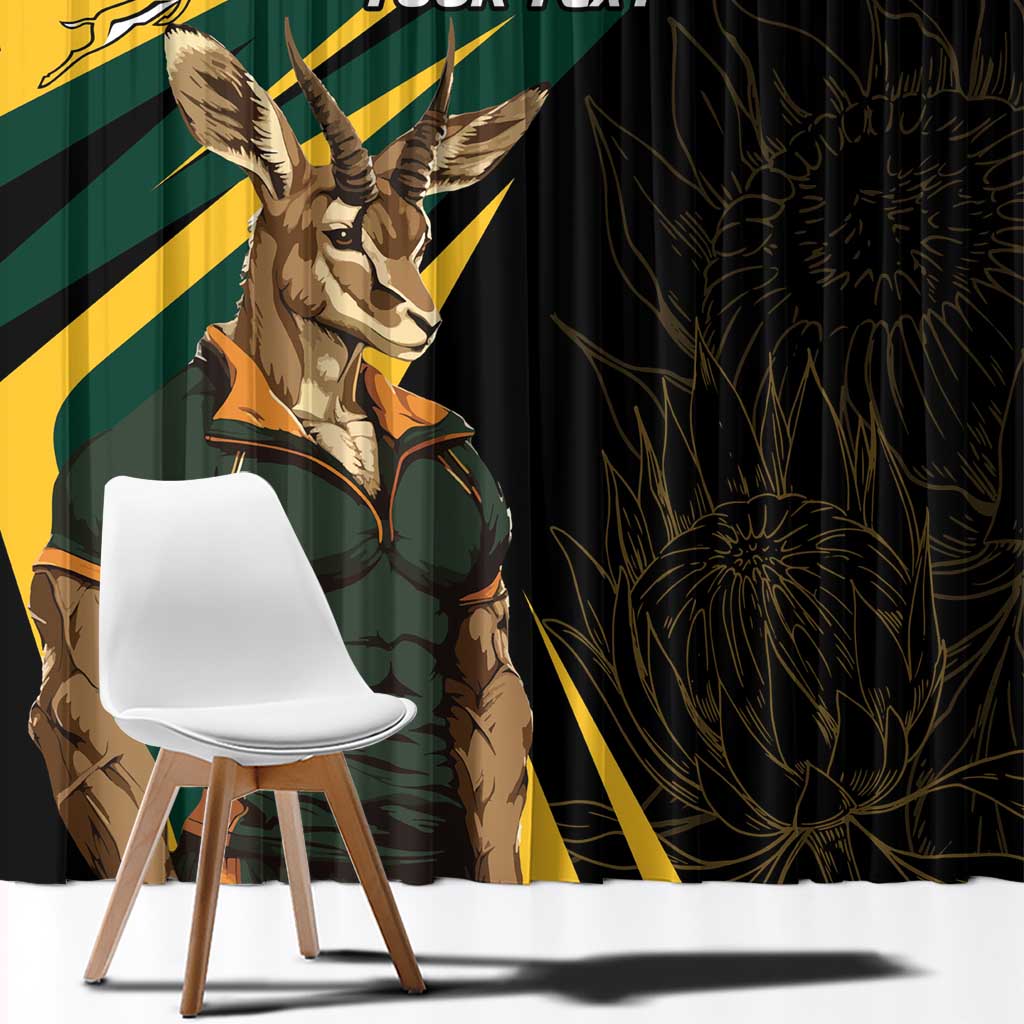 South Africa Personalised Window Curtain Springbok Mascot Dynamic - Wonder Print Shop