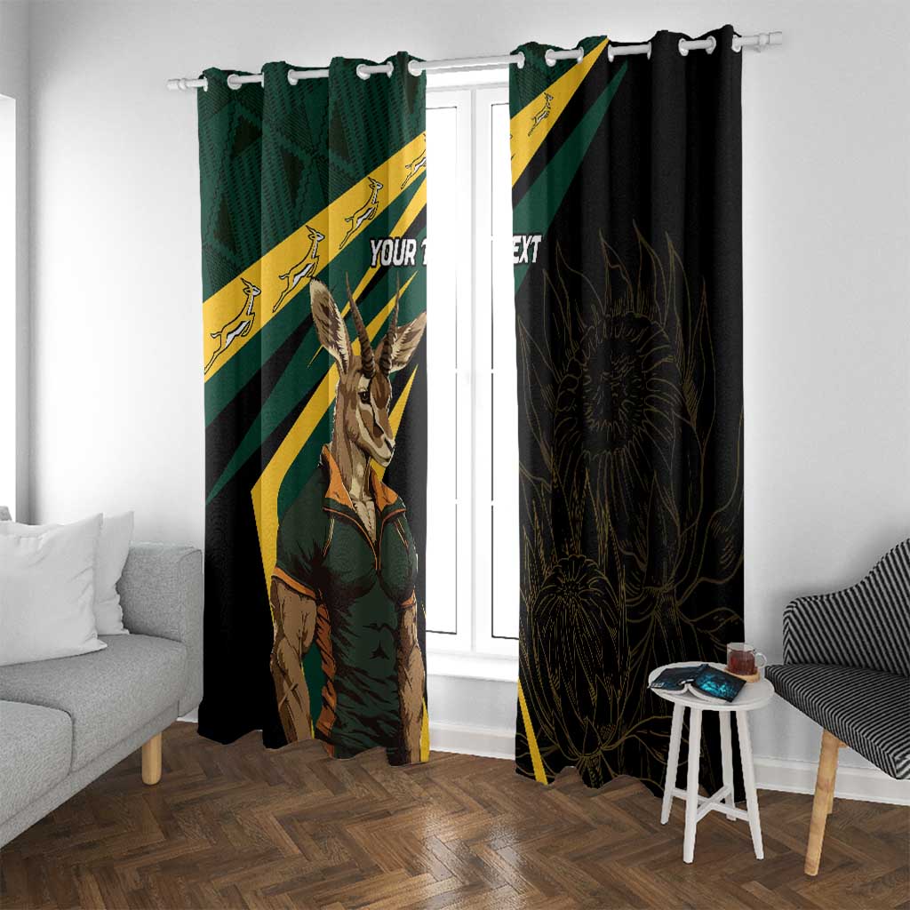 South Africa Personalised Window Curtain Springbok Mascot Dynamic - Wonder Print Shop