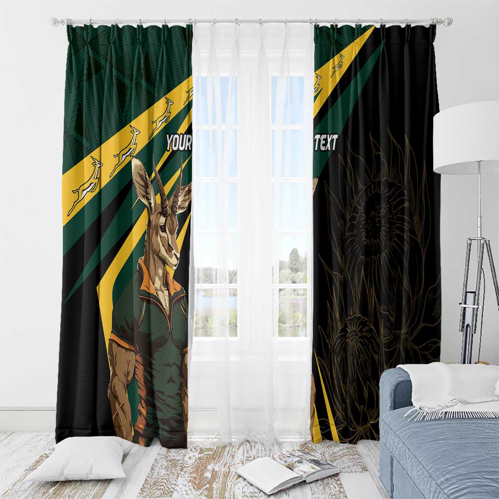 South Africa Personalised Window Curtain Springbok Mascot Dynamic - Wonder Print Shop