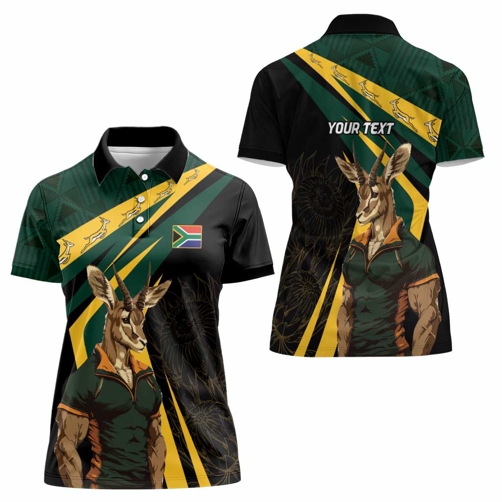 South Africa Personalised Women Polo Shirt Springbok Mascot Dynamic - Wonder Print Shop