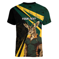 South Africa Personalised Women V-Neck T-Shirt Springbok Mascot Dynamic - Wonder Print Shop