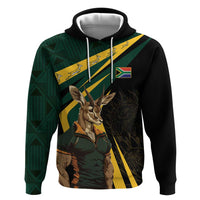 South Africa Personalised Zip Hoodie Springbok Mascot Dynamic - Wonder Print Shop