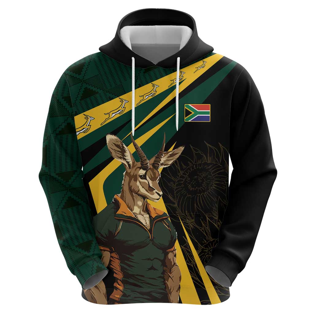 South Africa Personalised Zip Hoodie Springbok Mascot Dynamic - Wonder Print Shop