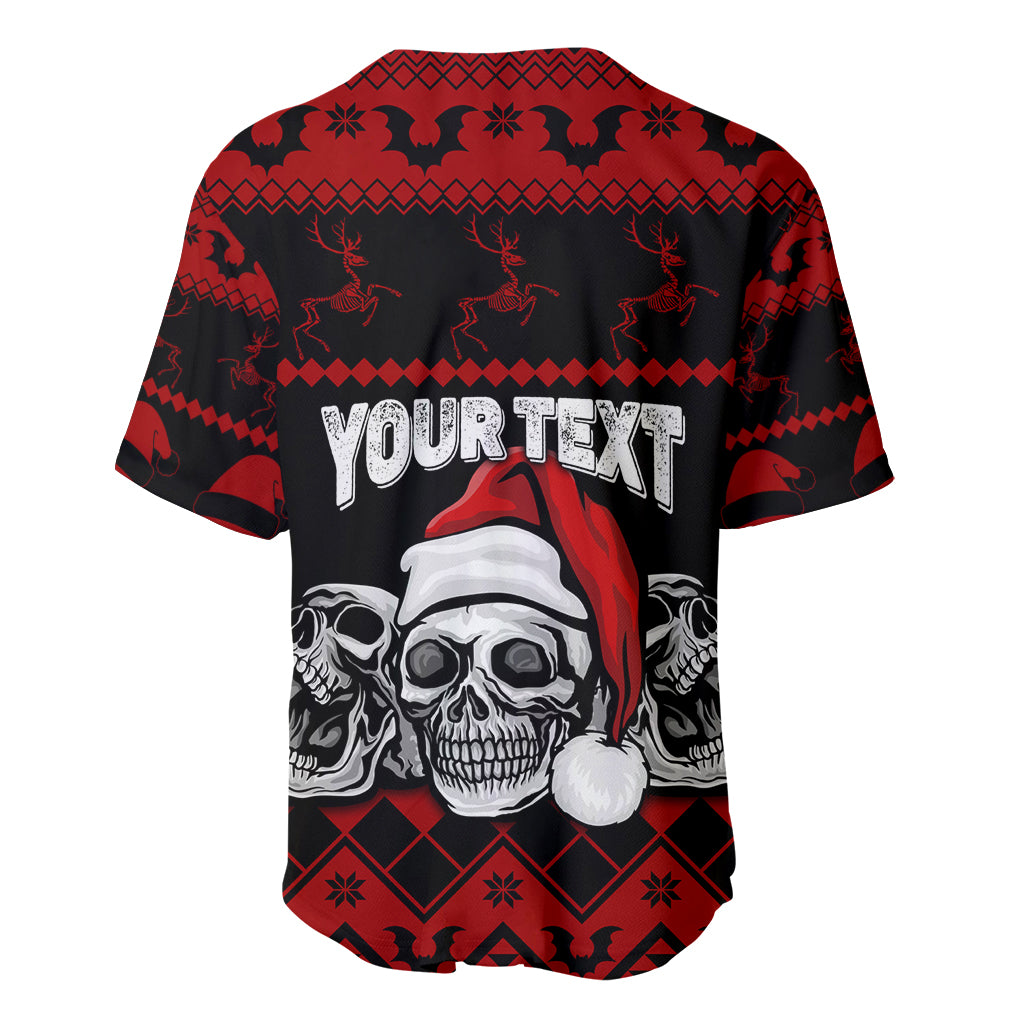 Custom Christmas Baseball Jersey Gothic Skull Creepmas LT7 - Wonder Print Shop